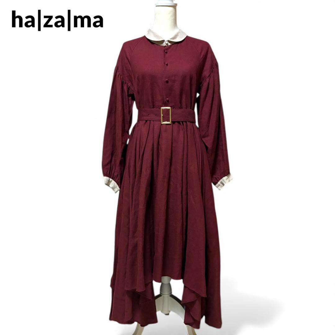 ハザマ ha|za|ma 経年真価のワンピース ボルドー　リネン１００％