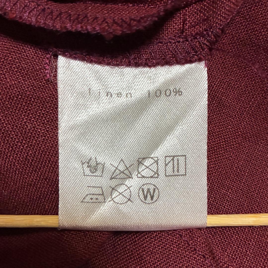 ハザマ ha|za|ma 経年真価のワンピース ボルドー　リネン１００％