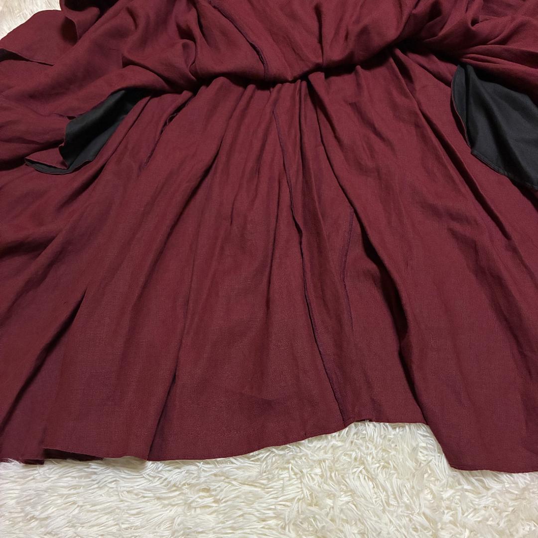 ハザマ ha|za|ma 経年真価のワンピース ボルドー　リネン１００％