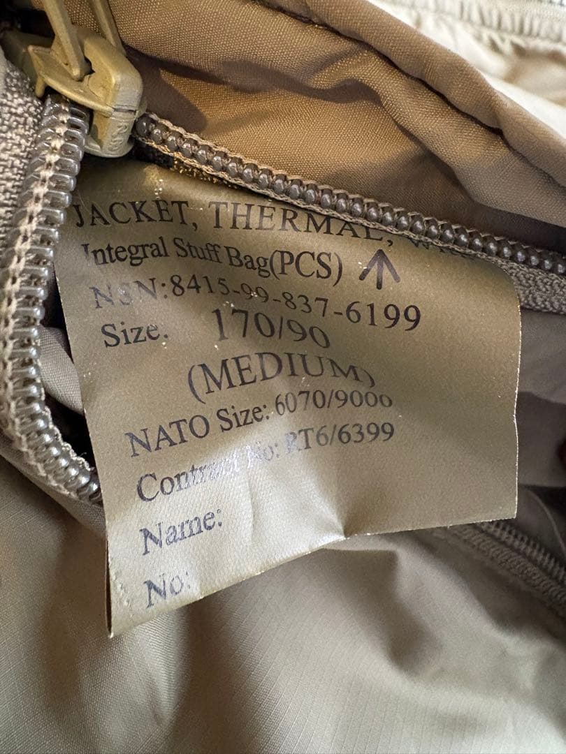 【美品】イギリス軍 PCS Thermal Jacket サーマルジャケット M