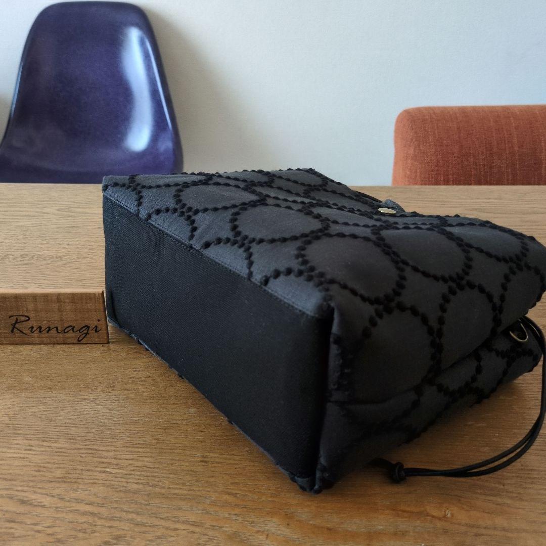 【1566】あおりポケットの巾着バッグ＊ミナペルホネン