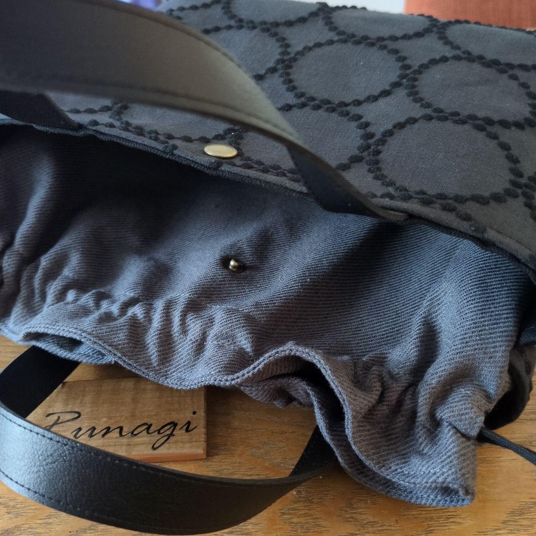 【1566】あおりポケットの巾着バッグ＊ミナペルホネン