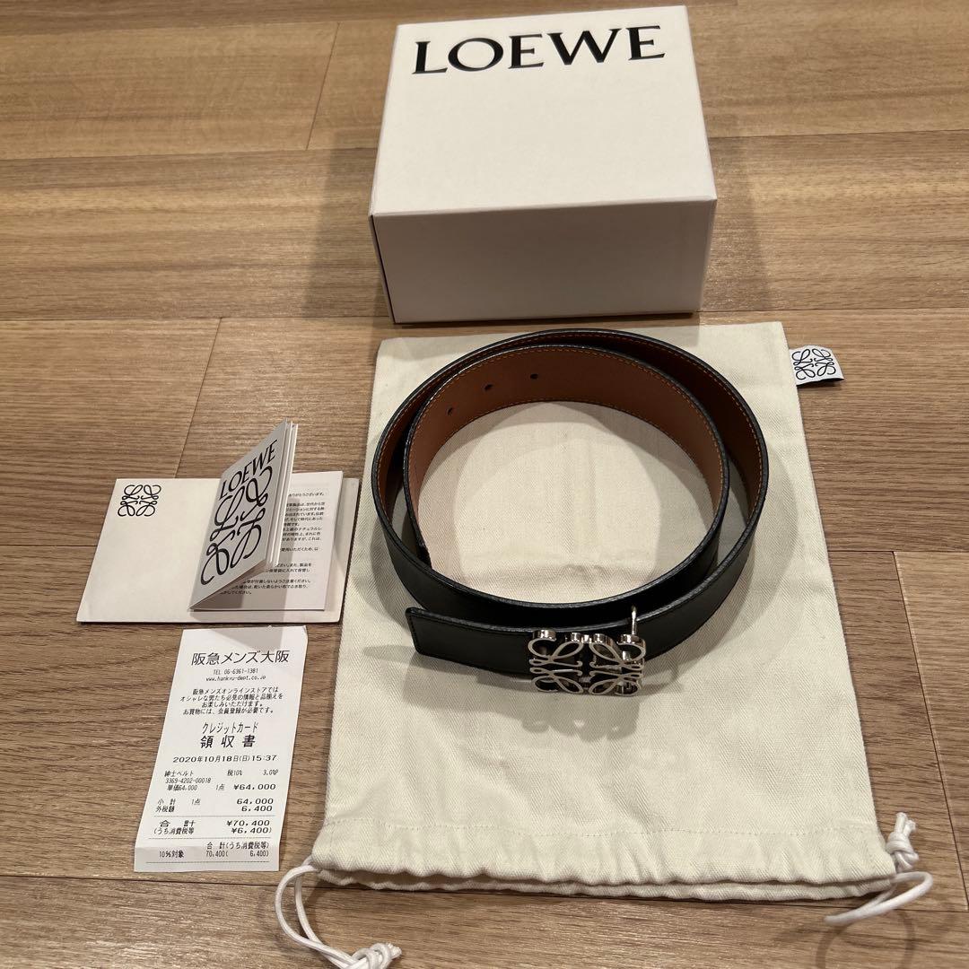 ロエベ アナグラム　リバーシブルベルト 80