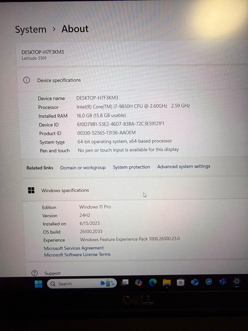 Dell i7 第9世代 9850H Latitude5501 SSD 512G