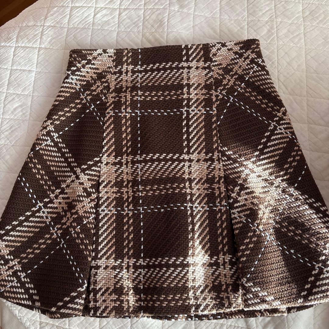 SNIDEL Sustainableロービングチェックミニスカート