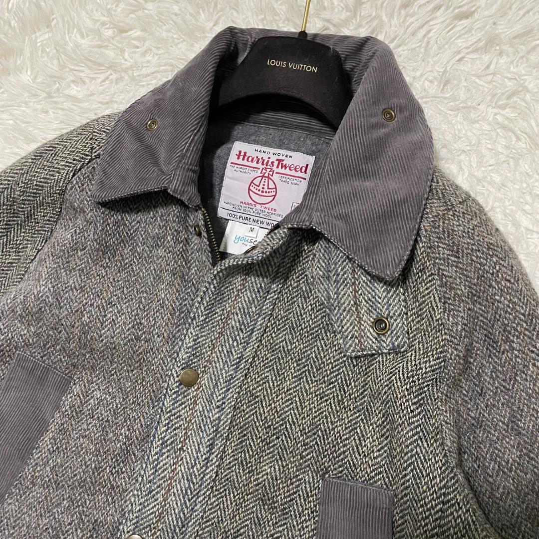 XL相当 ハリスツイード クレイジーパターン ハンティングジャケット グレー系
