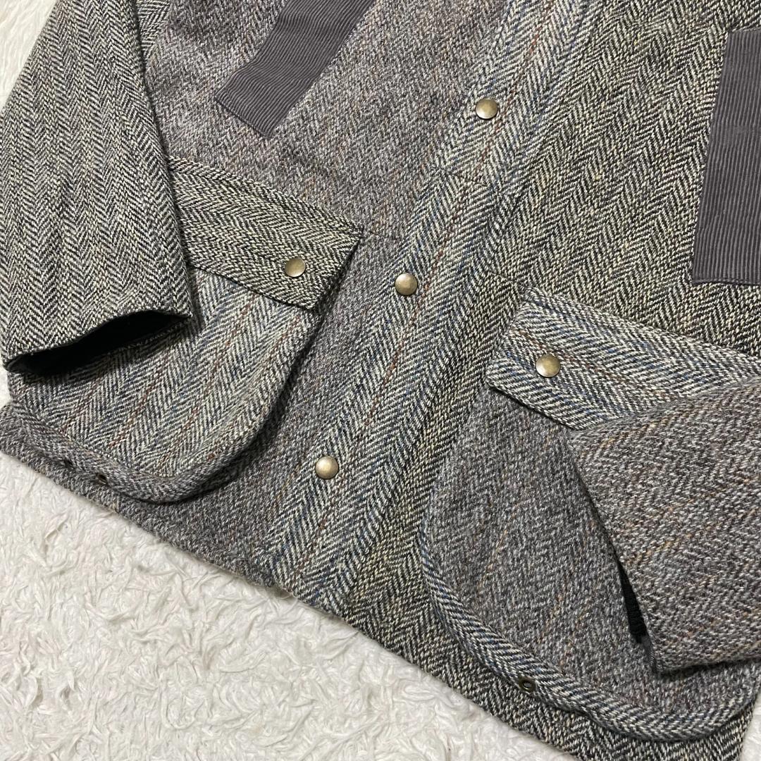 XL相当 ハリスツイード クレイジーパターン ハンティングジャケット グレー系