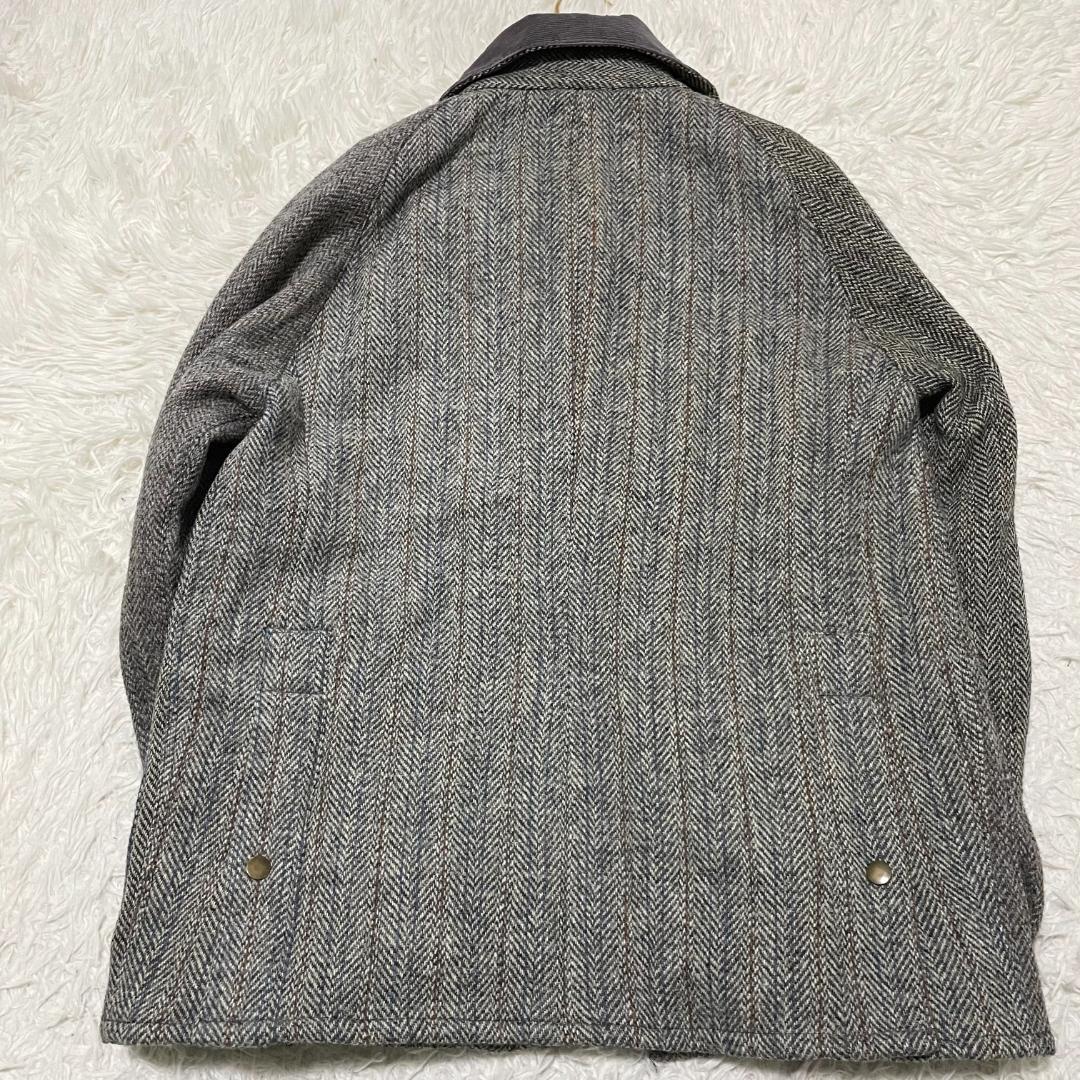 XL相当 ハリスツイード クレイジーパターン ハンティングジャケット グレー系