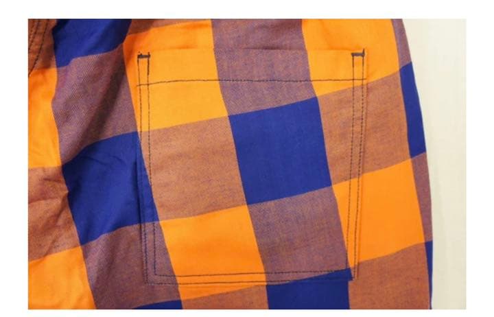 パンツ THREE FACE EASY SHORTS-NAVY x ORANGE