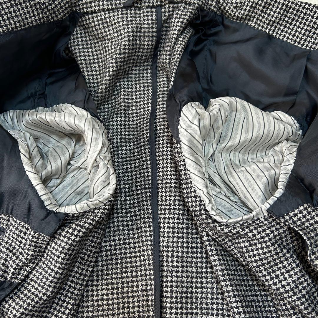 美品 エルメネジルドゼニア カシミヤ シルク ハウンドトゥース ジャケット48
