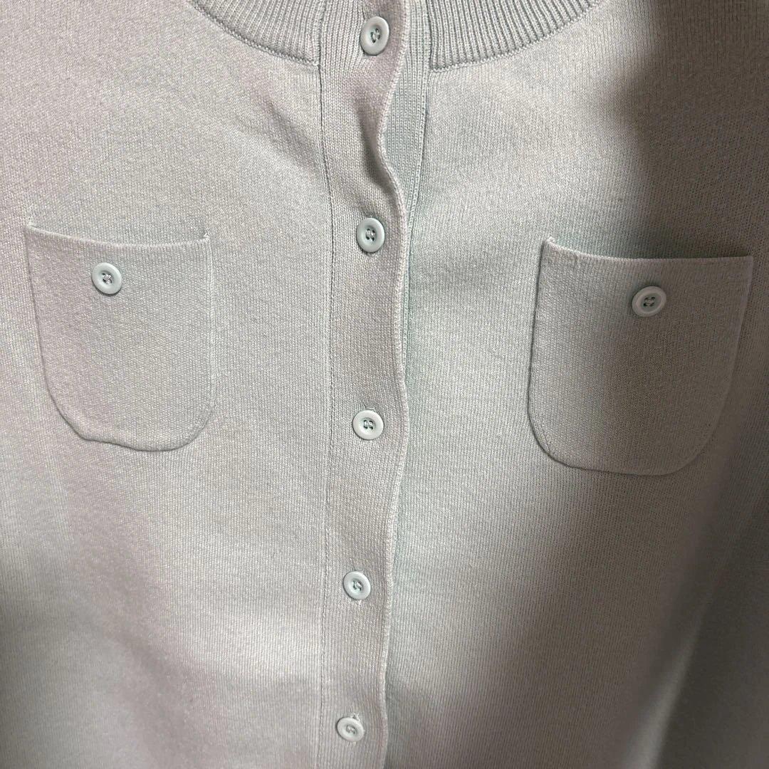 CABaN ミントブルー コットンカシミヤクルーネックカーディガン　S