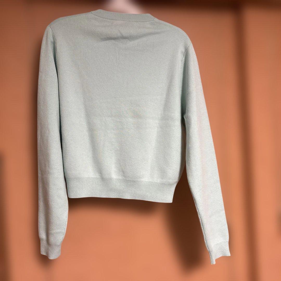 CABaN ミントブルー コットンカシミヤクルーネックカーディガン　S