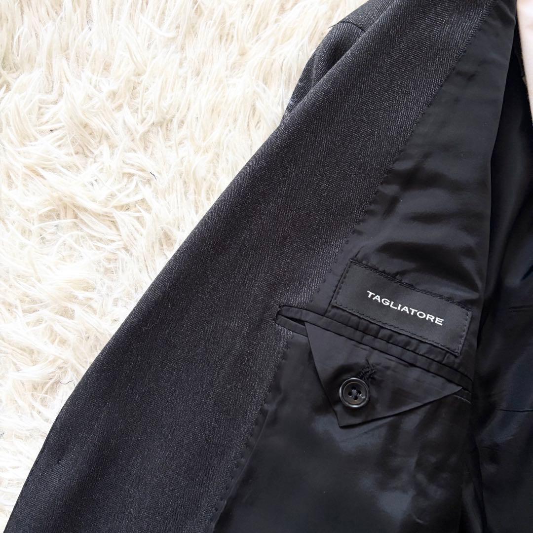 <24年モデル 極美品>TAGLIATORE ダークグレー ウール スーツ 50