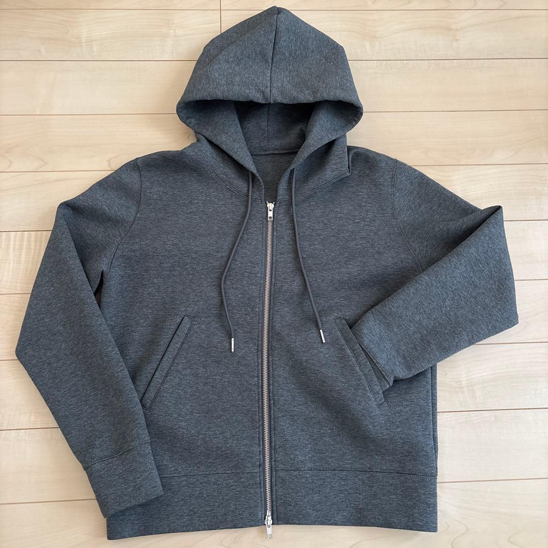 【Spick and Span】ストレッチジップフードパーカー グレー