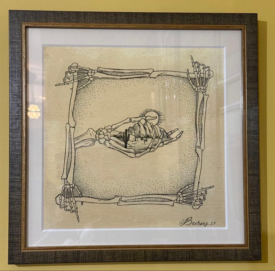 Burny 彫師　ポスター　額付き　ドット絵　タトゥー　絵　アメリカ絵画　アート