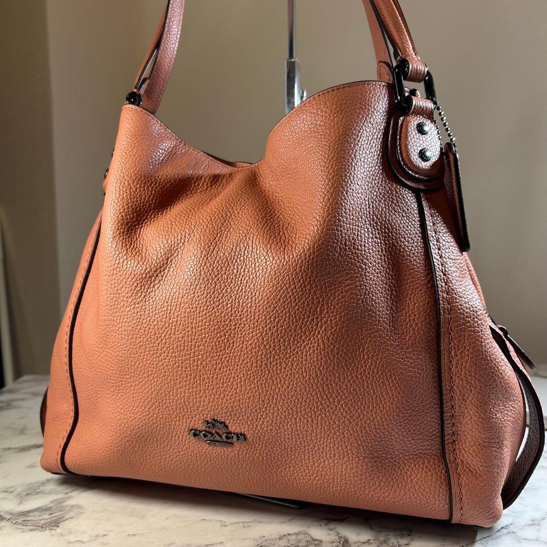 コーチ イーディー ショルダーバッグ トートバッグ ピンク 大容量 レザー