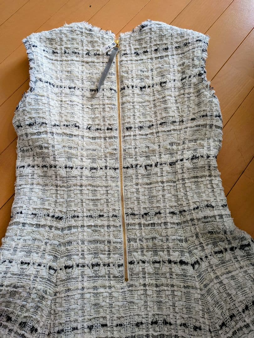 ANAYI　ノースリーブ ツイード フレアワンピース