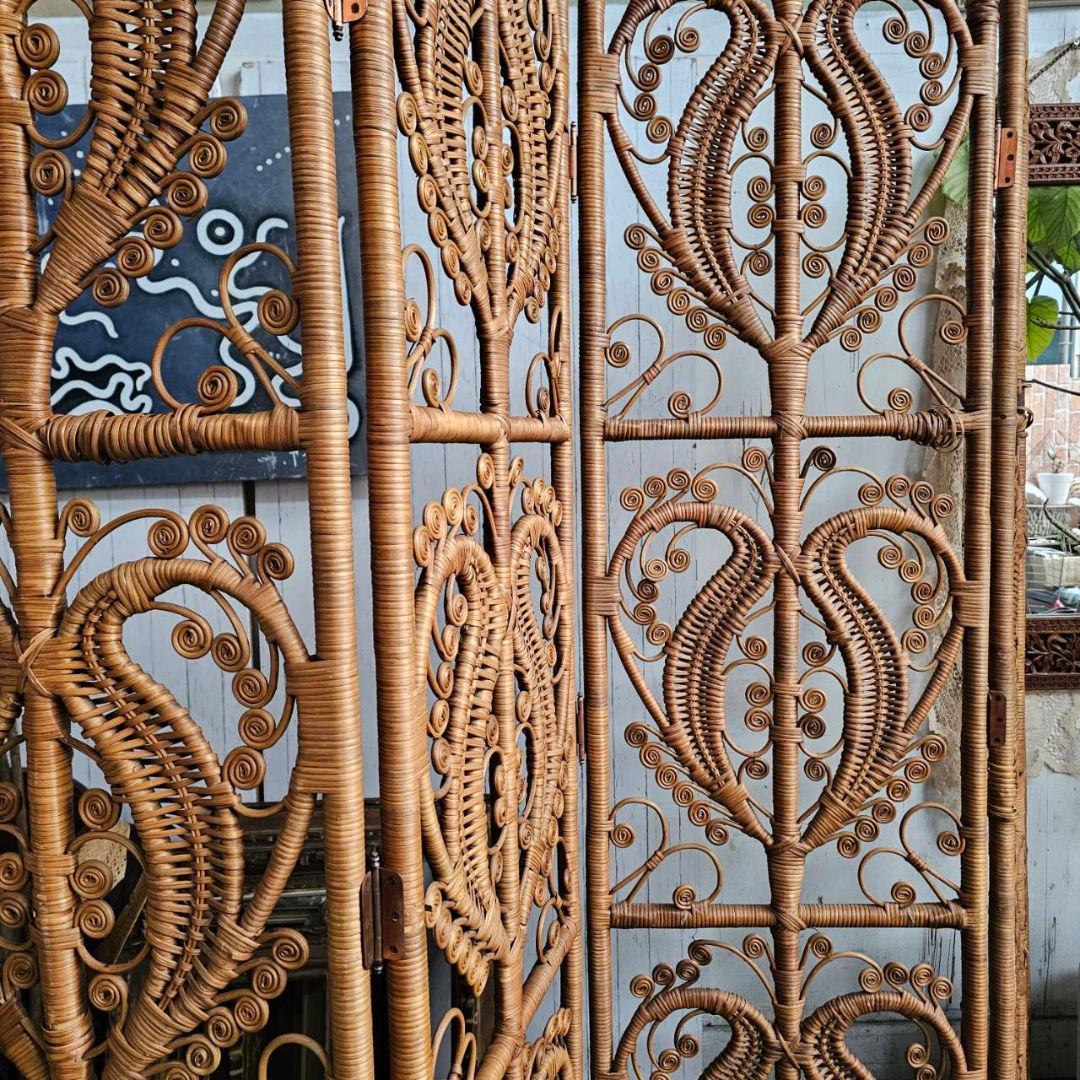 オールドラタン　パーテーション　インテリア　間仕切 ヴィンテージ