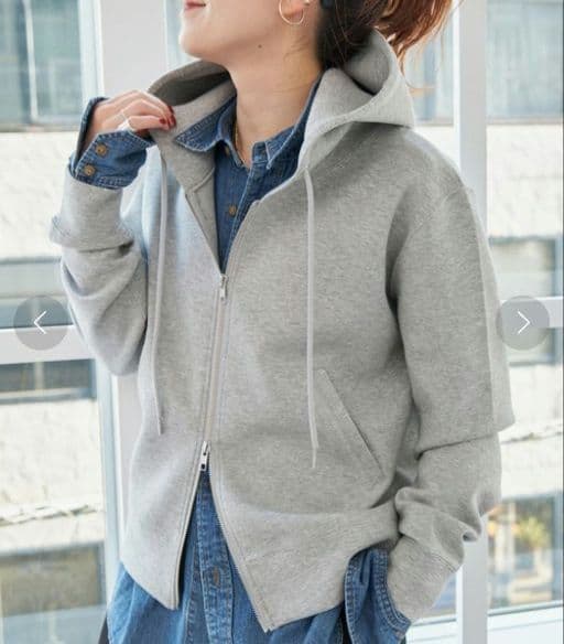 【タグ付き】スピック&スパン　ストレッチジップフードパーカー　グレー　25AW