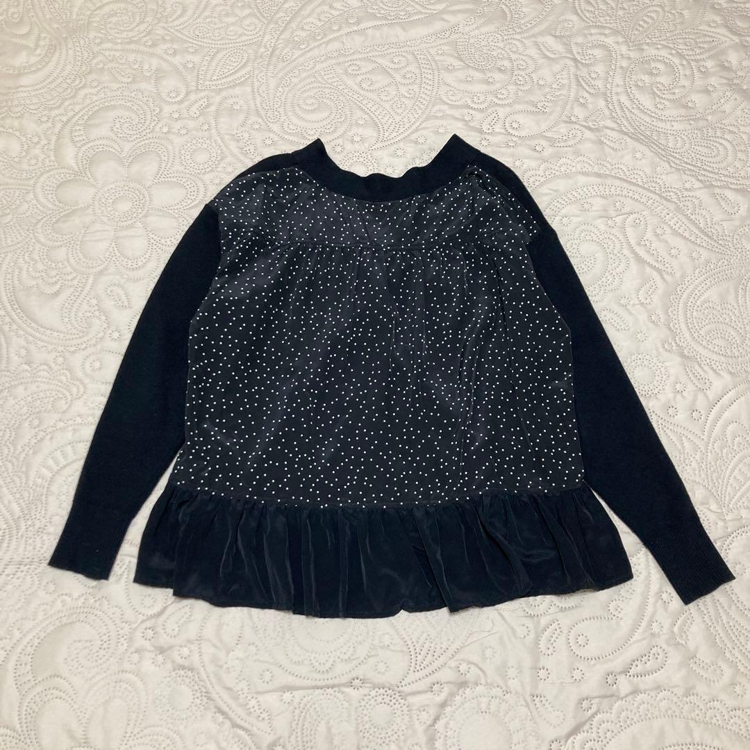 ビアズリー　カーディガン　ドット　フレアー　ブラック