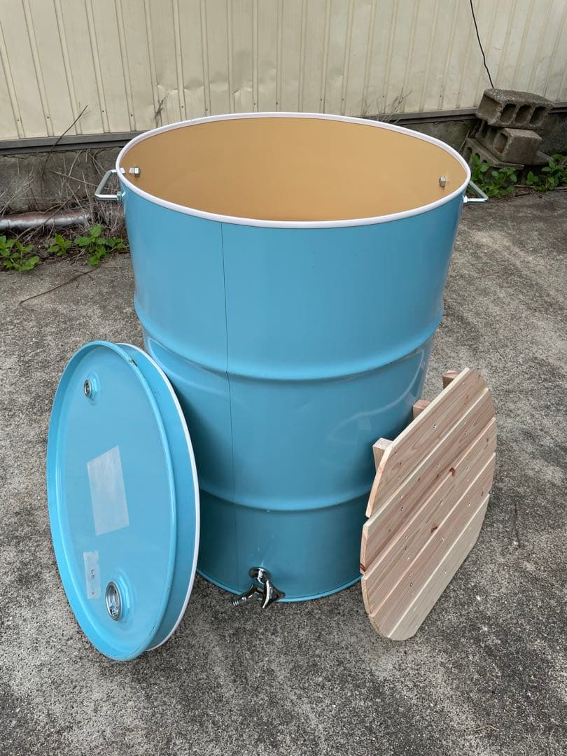 ドラム缶風呂 排水蛇口、すのこ、持ち手付き