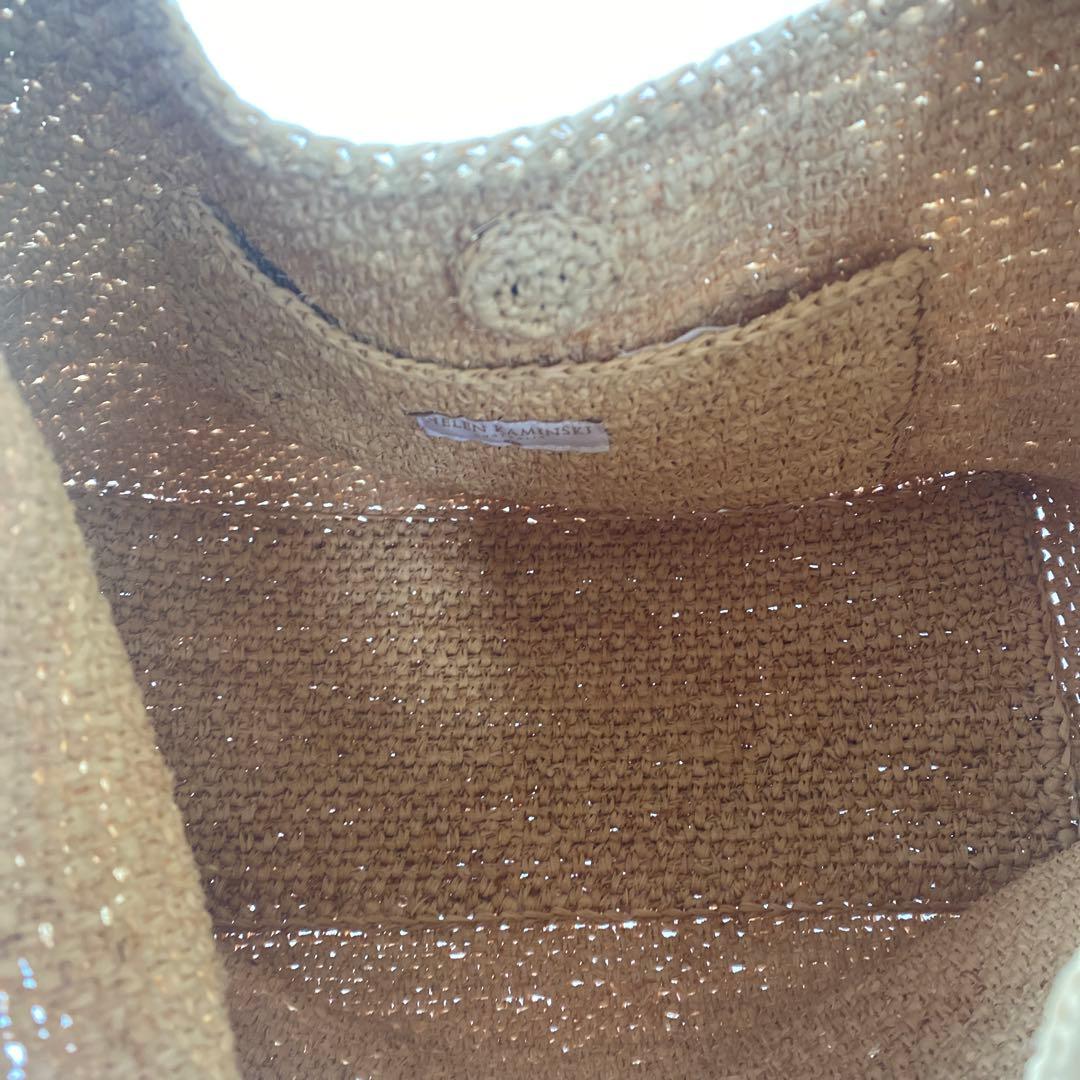 美品 HELEN KAMINSKI トート ショルダー ラフィア レザー 茶