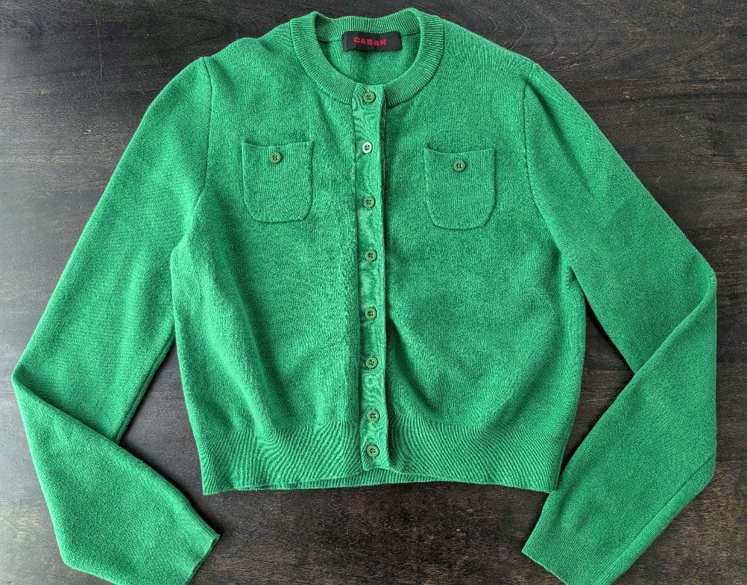 CABaN コットンカシミヤ グリーン カーディガン XS