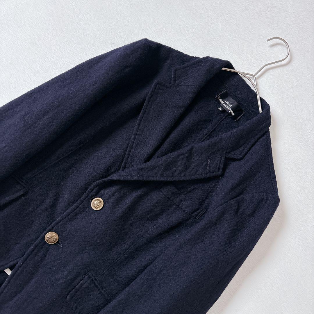 可愛い♡トリココムデギャルソン 紺ブレ 金ボタン テーラードジャケット 縮絨 M