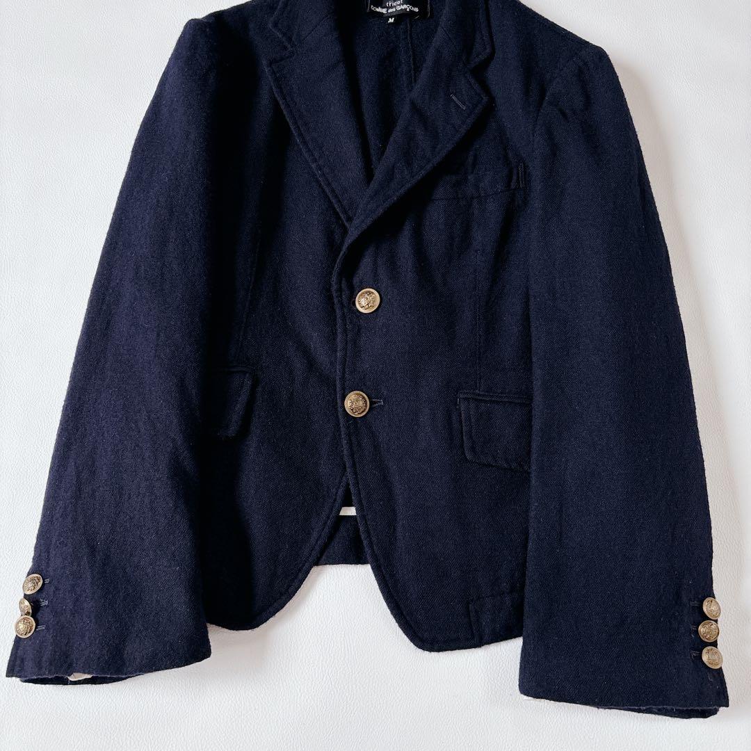 可愛い♡トリココムデギャルソン 紺ブレ 金ボタン テーラードジャケット 縮絨 M