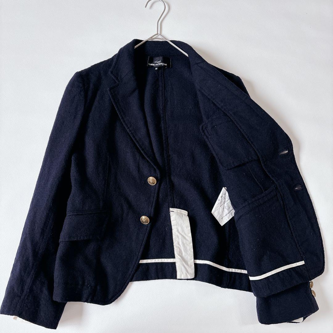 可愛い♡トリココムデギャルソン 紺ブレ 金ボタン テーラードジャケット 縮絨 M