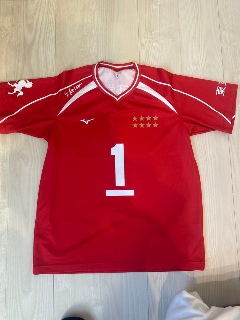 Mizuno 赤 バレーボールユニホーム　東亜学園 1番