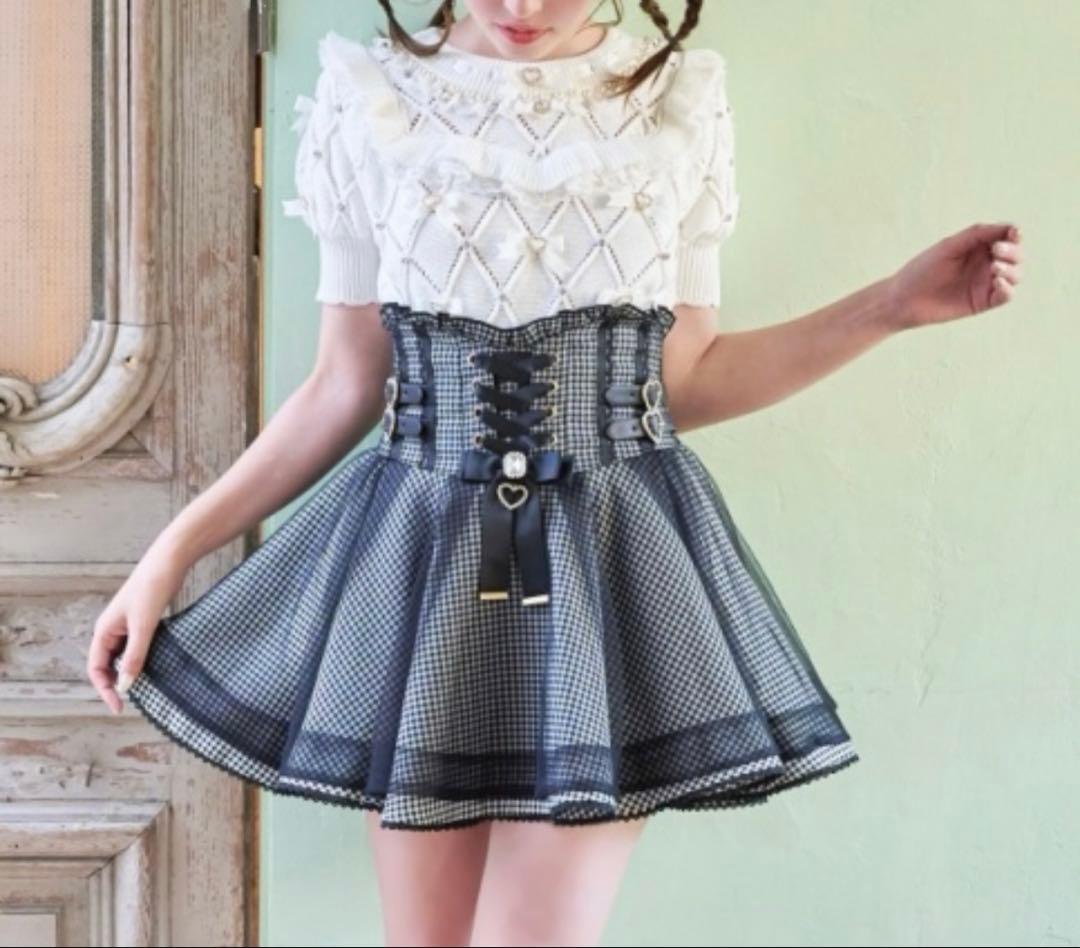 LIZLISA レースアップコルセットライクスカパン グレー