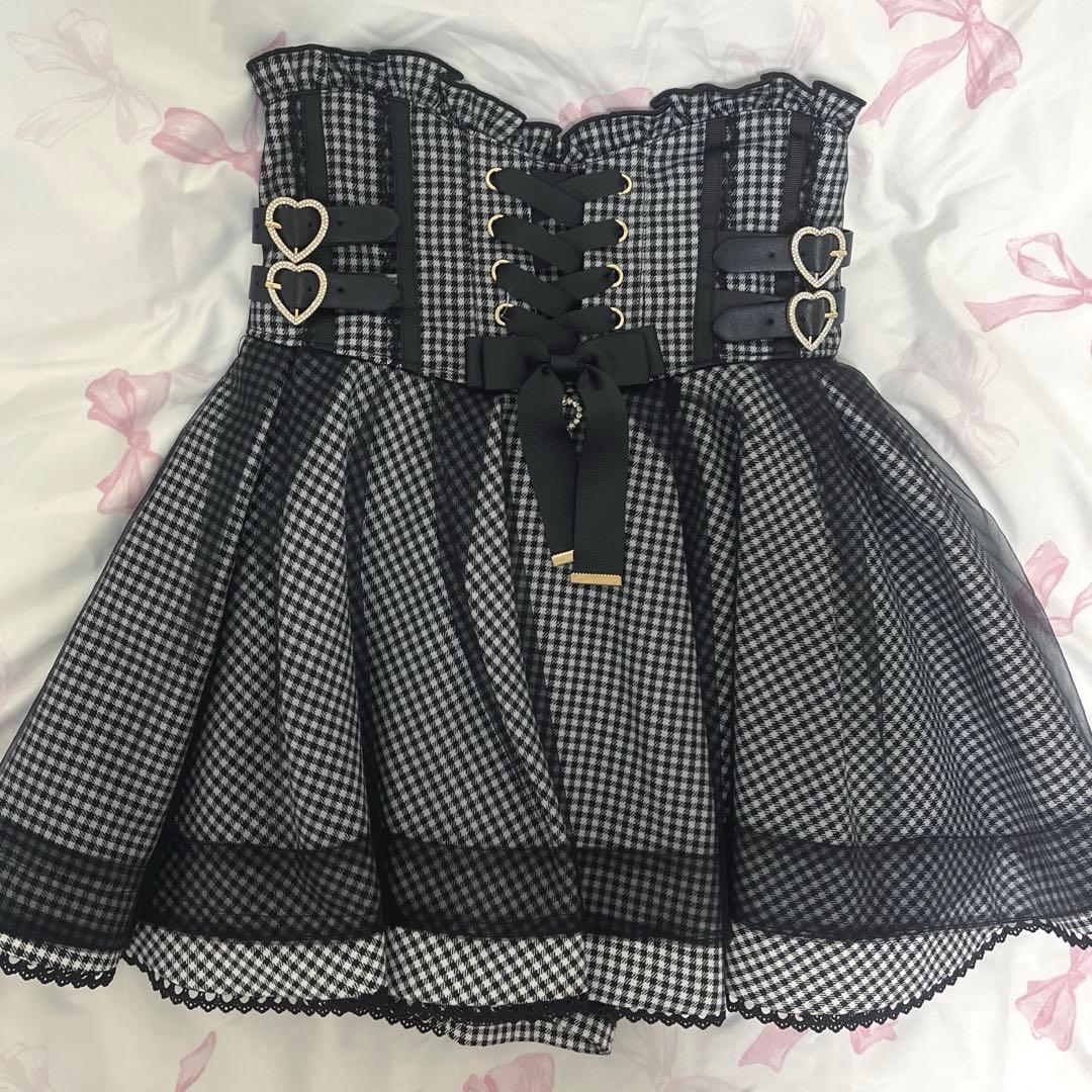 LIZLISA レースアップコルセットライクスカパン グレー