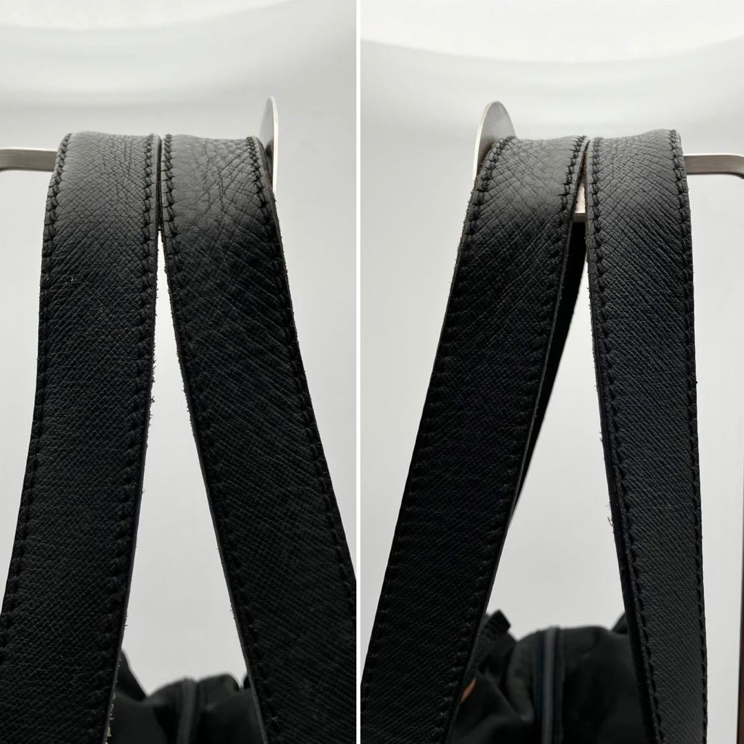 プラダ　2way ボストンバッグ　ショルダー紐付　ナイロン　サフィアーノ　黒