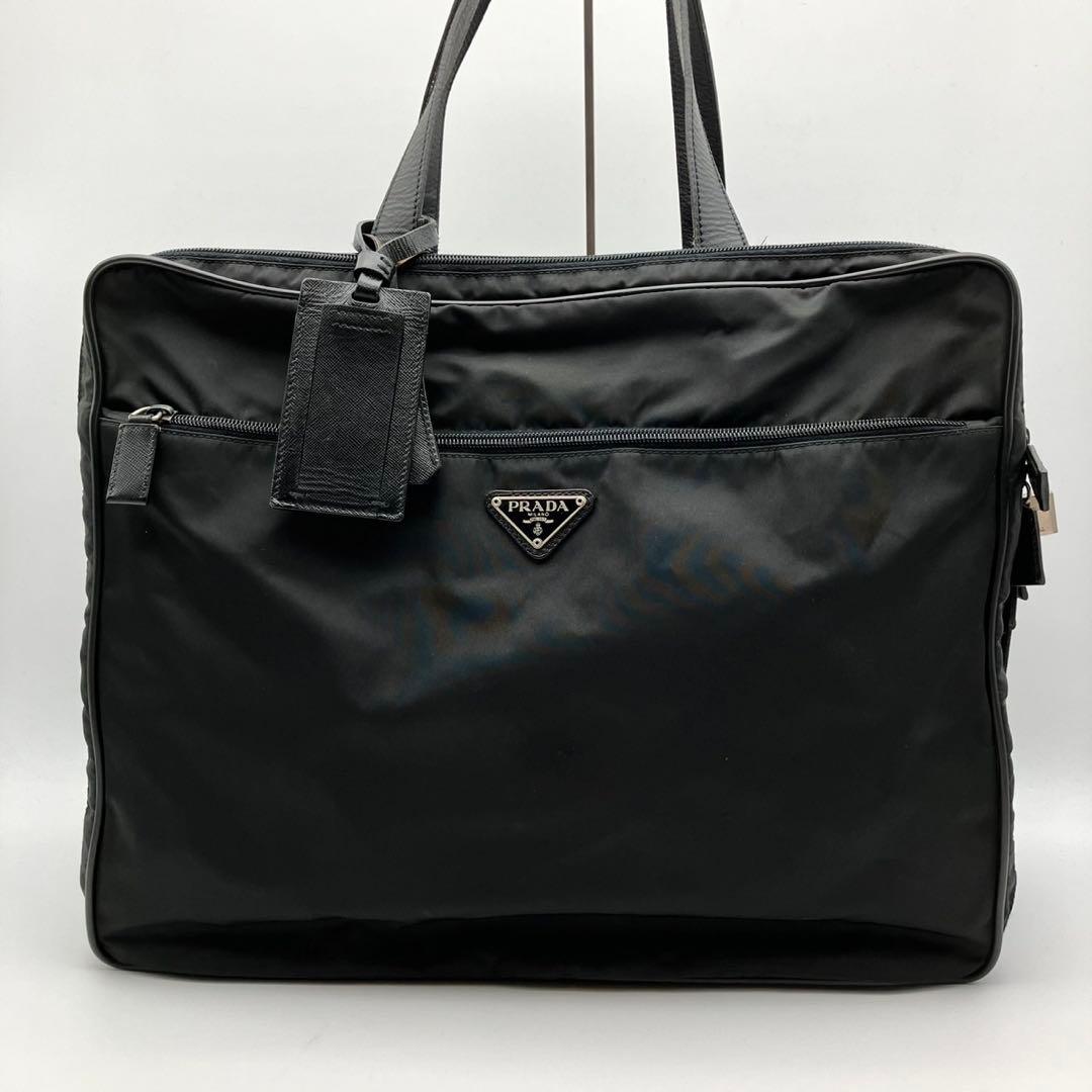 プラダ　2way ボストンバッグ　ショルダー紐付　ナイロン　サフィアーノ　黒