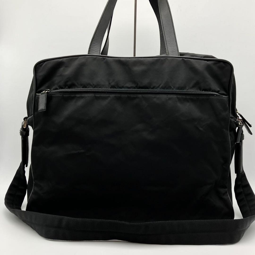 プラダ　2way ボストンバッグ　ショルダー紐付　ナイロン　サフィアーノ　黒