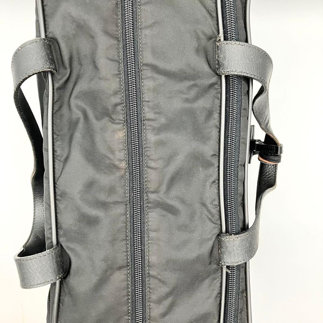 プラダ　2way ボストンバッグ　ショルダー紐付　ナイロン　サフィアーノ　黒