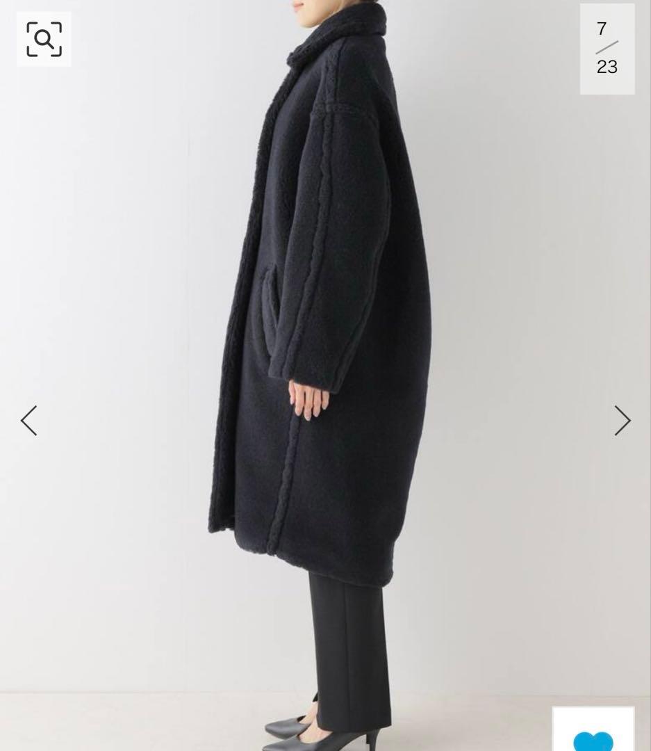 CINOH ボアロングコート　ネイビー　サイズ36