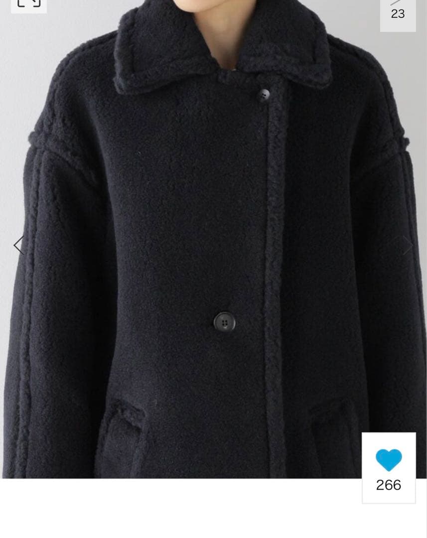 CINOH ボアロングコート　ネイビー　サイズ36