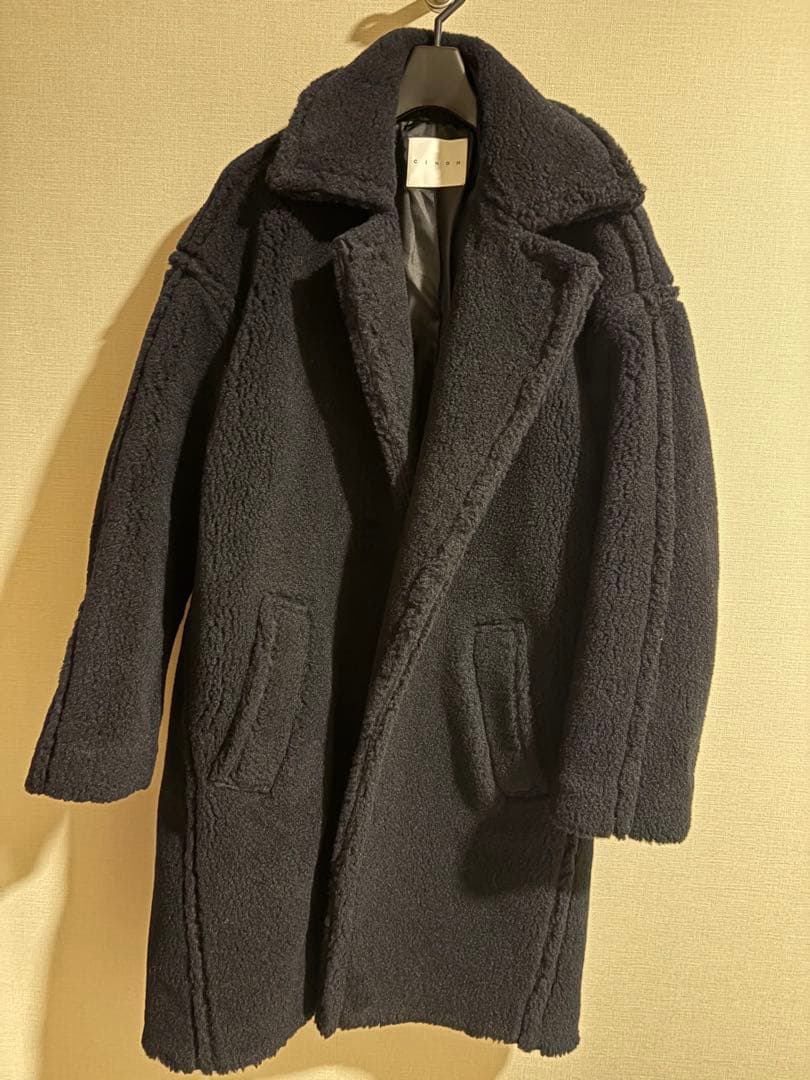 CINOH ボアロングコート　ネイビー　サイズ36