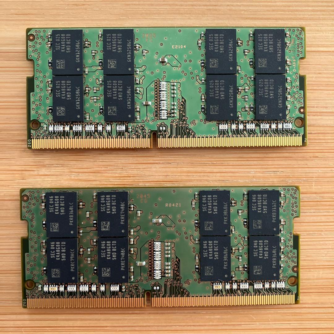 SUMSUNG 2666MHz 16GB DDR4メモリー2枚セット 計32GB