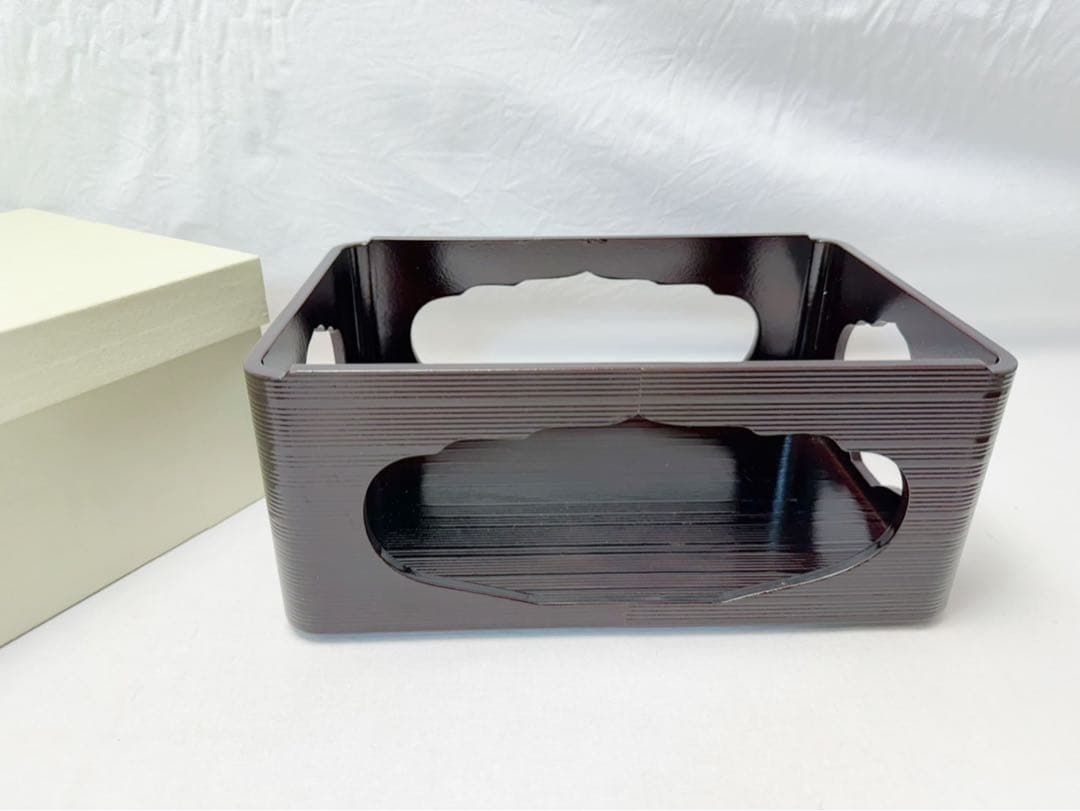 茶道具 木製溜塗 香狭間透 煙草盆 莨盆 玄々斎好写 茶懐石 喫煙具 紙箱