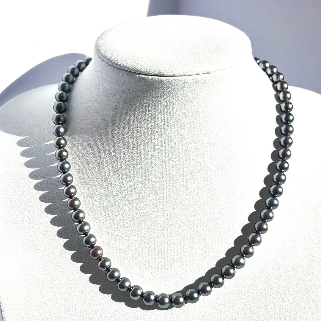 【照り強✨干渉色◎】あこや本真珠 シルバーグレーパールネックレス 7mm 美珠