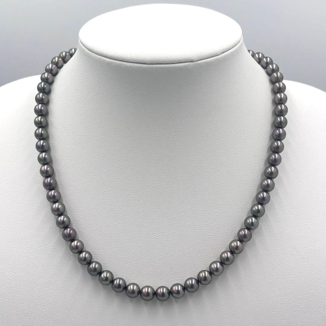 【照り強✨干渉色◎】あこや本真珠 シルバーグレーパールネックレス 7mm 美珠