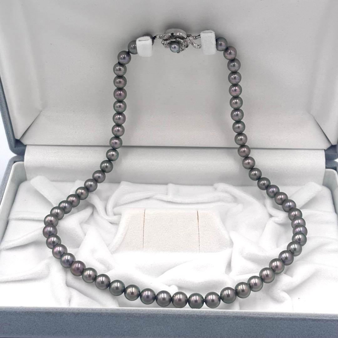 【照り強✨干渉色◎】あこや本真珠 シルバーグレーパールネックレス 7mm 美珠