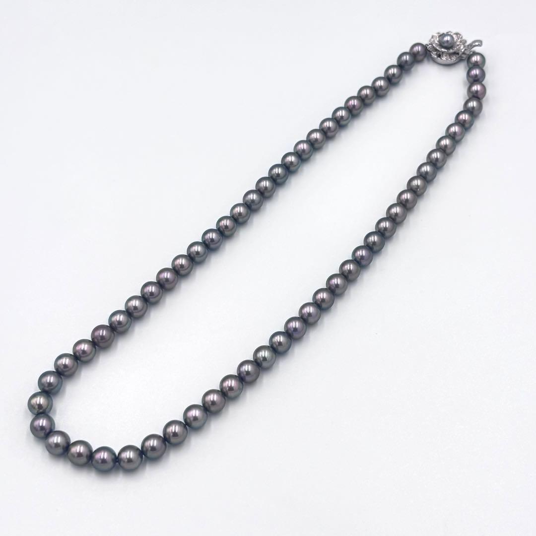 【照り強✨干渉色◎】あこや本真珠 シルバーグレーパールネックレス 7mm 美珠