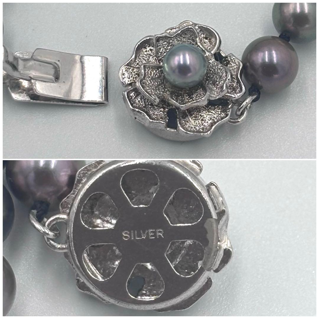 【照り強✨干渉色◎】あこや本真珠 シルバーグレーパールネックレス 7mm 美珠