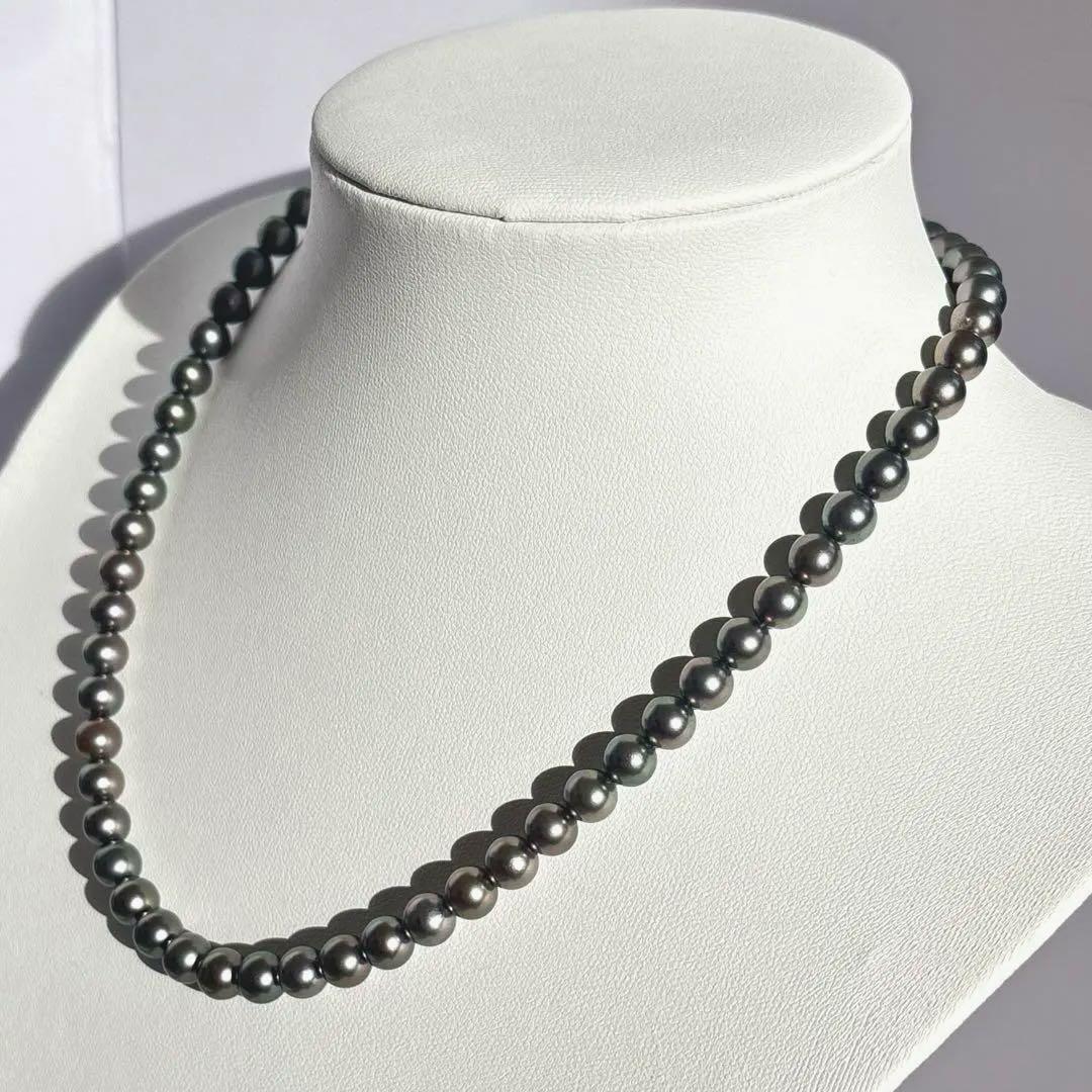 【照り強✨干渉色◎】あこや本真珠 シルバーグレーパールネックレス 7mm 美珠