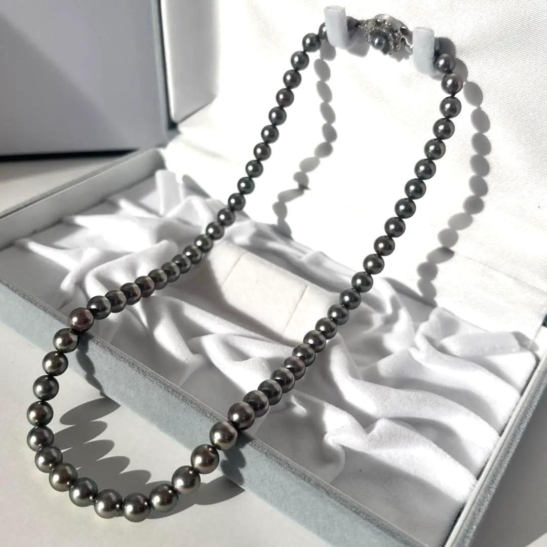 【照り強✨干渉色◎】あこや本真珠 シルバーグレーパールネックレス 7mm 美珠