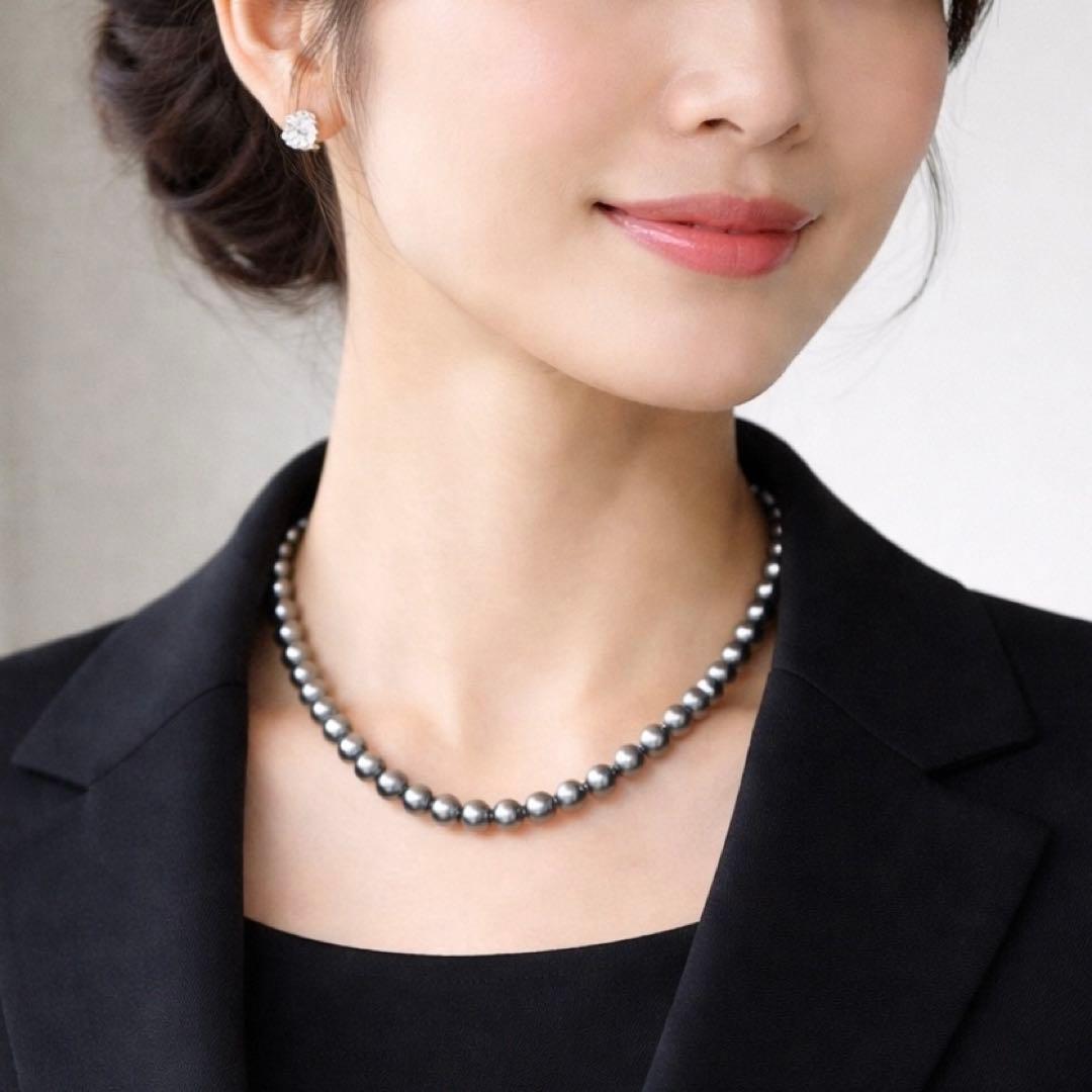 【照り強✨干渉色◎】あこや本真珠 シルバーグレーパールネックレス 7mm 美珠